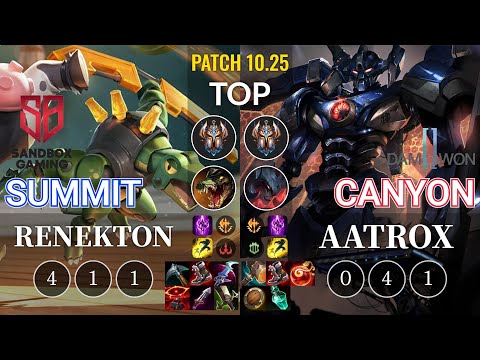 SB Summit Renekton vs DWG Canyon Aatrox Top - KR Patch 10.25