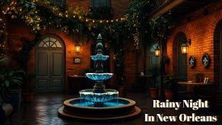 Rainy Night in New Orleans | Cozy Courtyard Ambience with Relaxing Jazz Music