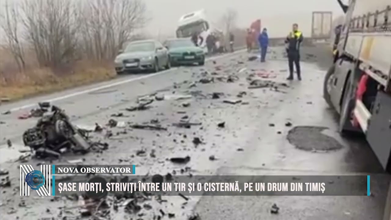 ȘASE MORȚI, STRIVIȚI ÎNTRE UN TIR ȘI O CISTERNĂ, PE UN DRUM DIN TIMIȘ