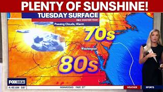 DC weather: Plenty of sunshine Tuesday with highs in the mid-80s