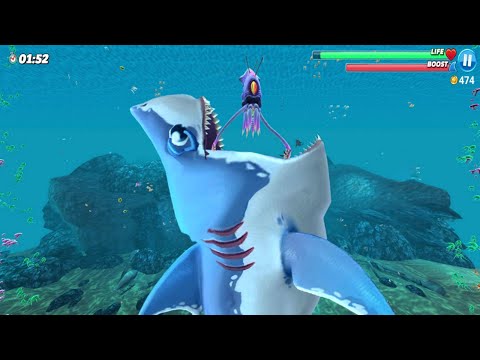 GIANT MONSTER PORBEAGLE VS COLOSSAL SQUID BOSS - Hungry Shark World
