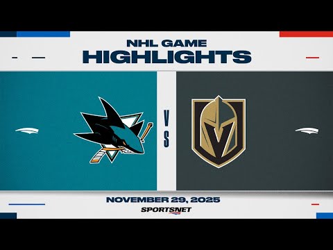 NHL Highlights | Sharks vs. Golden Knights - November 29, 2025