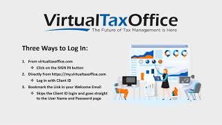 VirtualTaxOffice New User Login and General Navigation