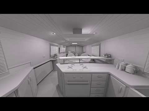 widebeam canal boat 360° galley animation