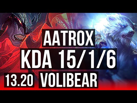 AATROX vs VOLIBEAR (TOP) | 15/1/6, 3.3M mastery, Rank 5 Aatrox, 1600+ games | EUW Challenger | 13.20