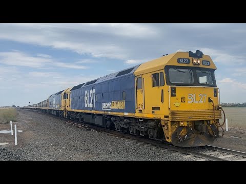 Down 7737V Pacific National grain with BL27 BL26 departing Barwon Park loop heading west 13/12/2023