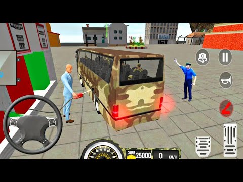 US Army Coach Bus Driver 2021 - Offroad Military Transporter Bus Simulator - Android Gameplay