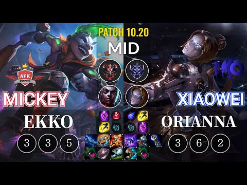 APK Mickey Ekko vs DMO Xiaowei Orianna Mid - KR Patch 10.20