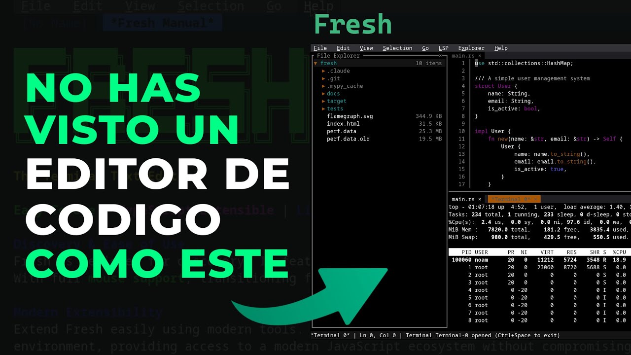 Fresh, un editor de codigo de terminal que debes conocer