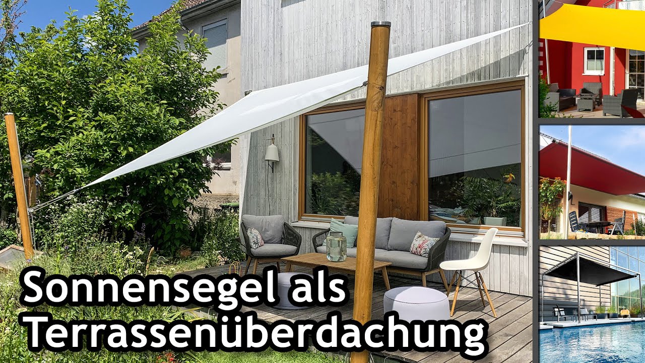 Sonnensegel in Seilspanntechnik für Terrassenüberdachungen oder  Wintergärten