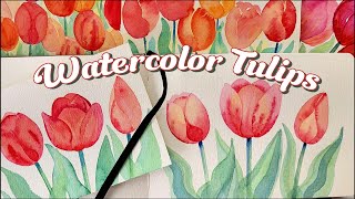 Painting Watercolor Flowers for Beginners | Tulips