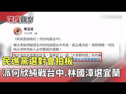 民進黨選對會拍板　派何欣純戰台中.林國漳選宜蘭