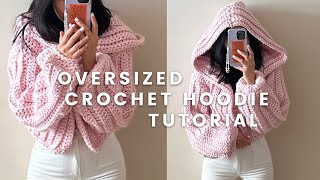 an oversized crochet hoodie sweater tutorial