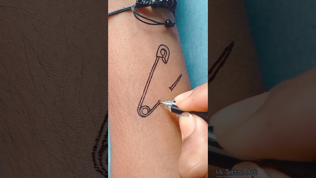 Safety Pin tattoo 🔥 #shorts #temporarytattoo #pentattoo #smalltattoo #minitattoo