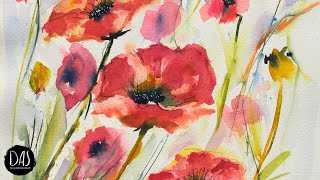 How to Paint Loose Watercolor Poppies - No Words, Just Watch My Technique