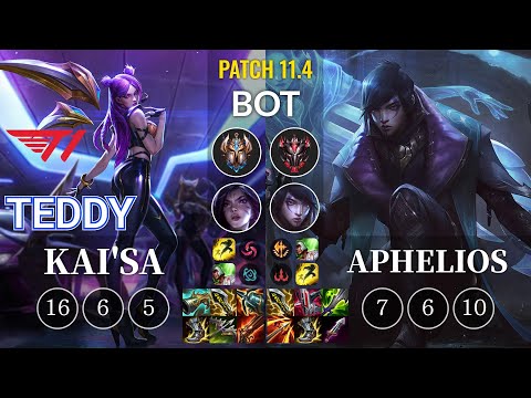 T1 Teddy Kai'Sa vs Aphelios Bot - KR Patch 11.4
