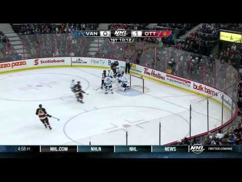 Clarke MacArthur top L corner snipe goal 1-0 Vancouver Canucks vs Ottawa Senators 11/28/13 NHL