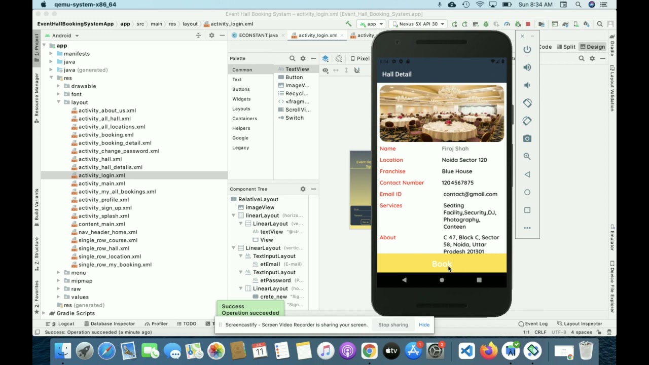 Event Hall Booking System | Android Project Tutorial | Android CRUD Project