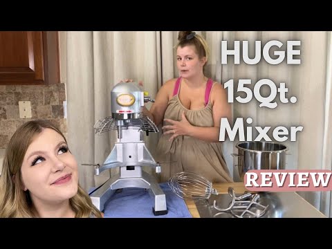 VEVOR Commercial Food Mixer, 15Qt Capacity with Timer, 500W Stainless Bowl Durable Electric Mixer for Commercial Use, 3 Speed Options 113/184/341 RPM, Includes Dough Hook & Whisk video review thumbnail