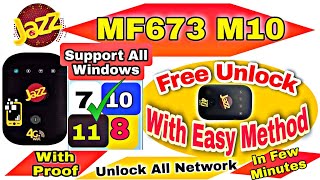 Jazz 4G MF673 Unlock free | Jazz LTE Black Cloud 4G MF673 M10 Unlock ALL SIM 1000% |final solution