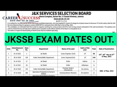 #Jkssb Exam Dates Out | Check Your exam dates now @Career Success