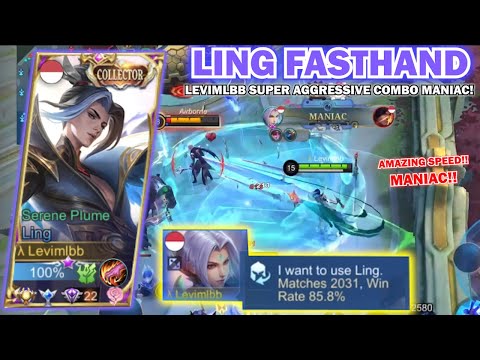 MANIAC!! Ling Fasthand Aggressive Combo Using Collector Skin | Ling Fasthand Gameplay - Levimlbb