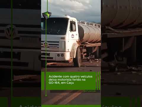 VÍDEO| Acidente com quatro veículos deixa motorista ferido na GO-164, em Caçu