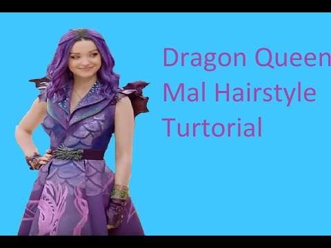 Dragon Queen Mal hairstyle tutorial💜🐉