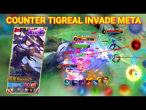 RANDY25 FANNY AGGRESSIVE GAMEPLAY!! COUNTER META TIGREAL RUSUH!! | Mobile Legends