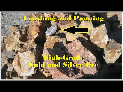 Crushing and Panning Hard Rock Gold and Silver Ore from The Mahoney Mine.