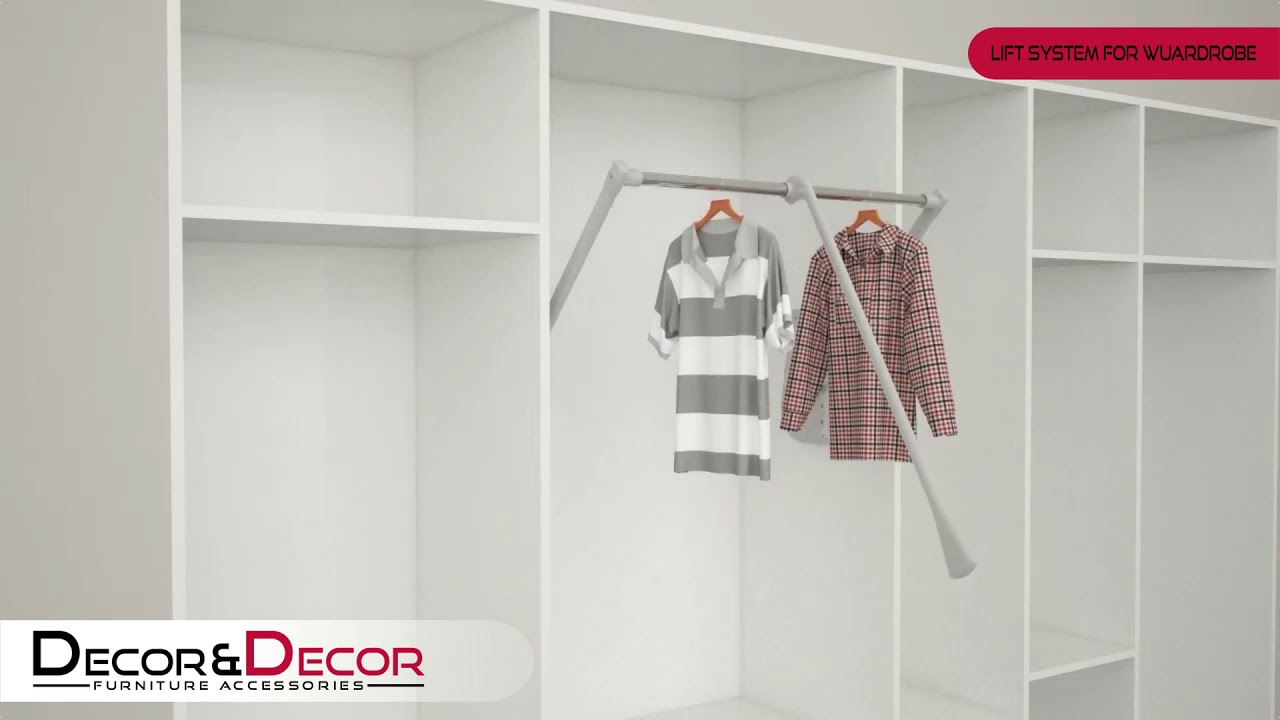 15KG Soft Close Lift / Pull Down Wardrobe Clothes Hanging Rail 750mm-1150mm