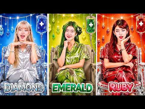 Broke Emerald Vs Rich Ruby Vs Giga Rich Diamond In The Hospital! We Built a Secret Rooms!