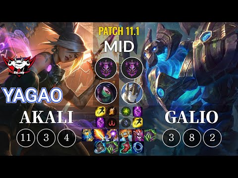 JDG Yagao Akali vs Galio Mid - KR Patch 11.1