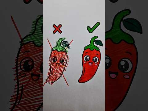 ❎ Vs ✅ Cute Chilli drawing #shortsfeed