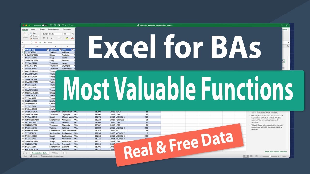 Excel for Business Analysts  - Basic Data Analysis With Real Data