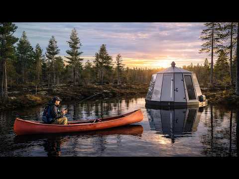 Solo Overnight in a Floating Off-Grid Cabin | Kayak Fishing & Catch & Cook
