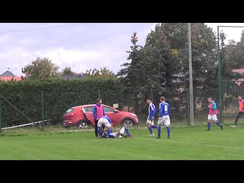 88. minuta Pavel Javorský dává na 0:2 ve Lhotě, kde hrála Jiskra Domažlice B