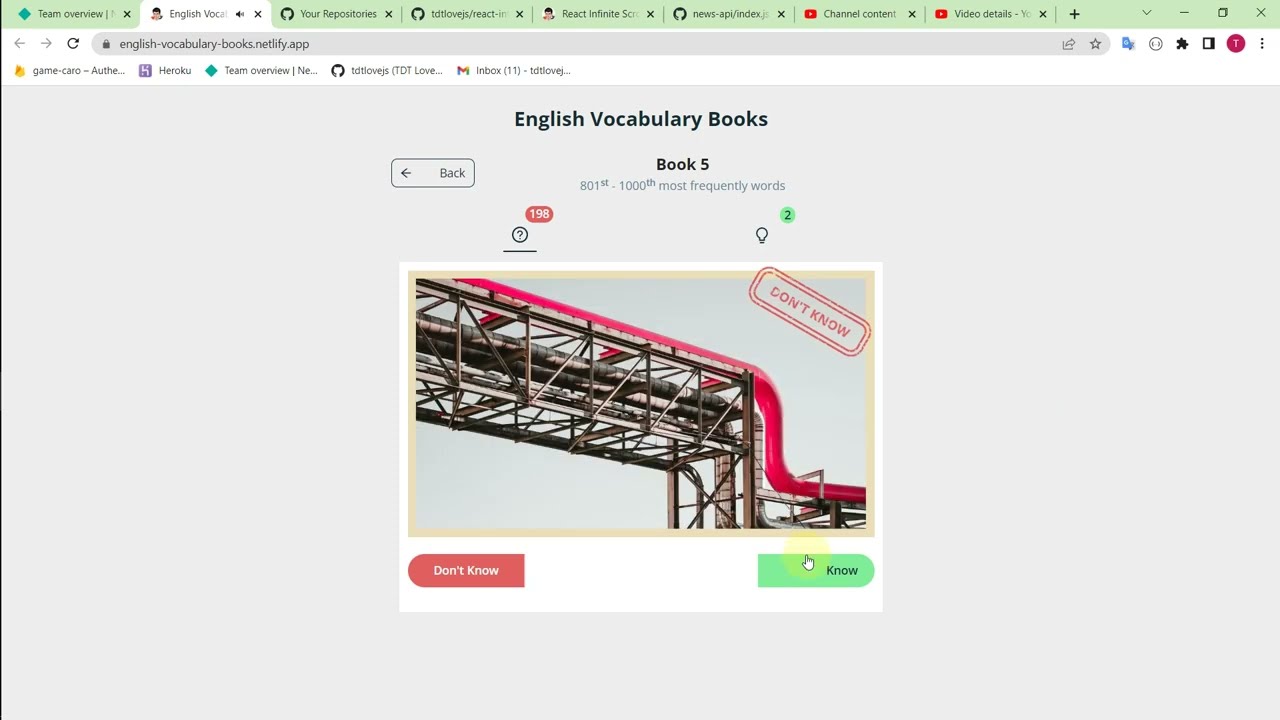 Demo - English Vocabulary Books With Flashcard App | ReactJs #tdtlovejs