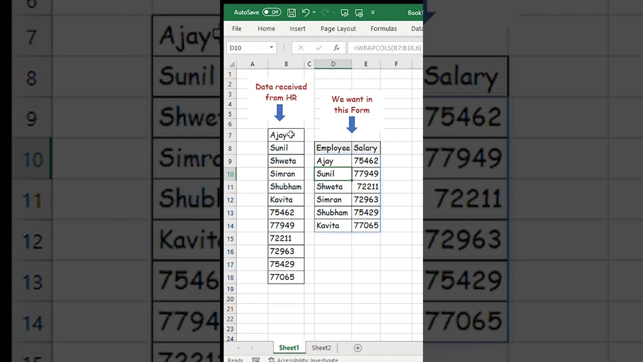Excel WRAPCOLS Function
