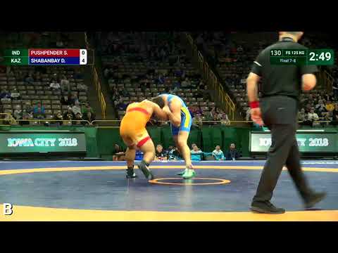 Final 7-8 FS - 125 kg: S. PUSHPENDER (IND) v. D. SHABANBAY (KAZ)