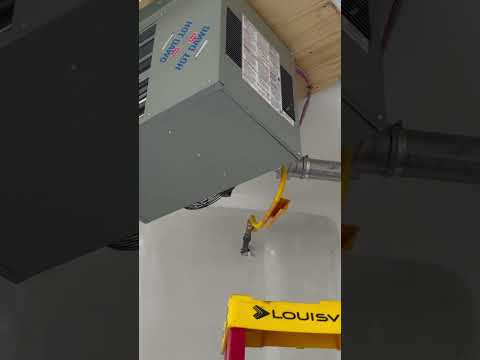 Garage unit heater installed