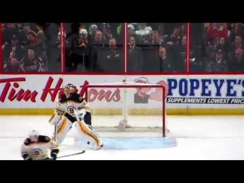 Tuukka Rask in action during the Bruins @ Senators hockey game