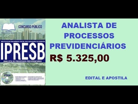 Edital Apostila Concurso IPRESB 2017 Analista de processos previdenciários, Barueri -SP