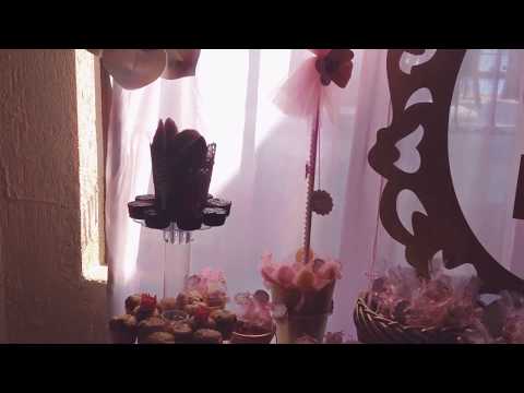 Candy bar baby shower gold & pink