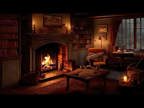 Thunderstorm with Heavy rain sounds and fireplace for Sleep, Study and Relaxation