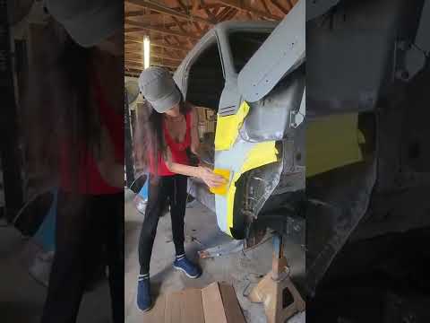Body working 1950 Chevy panel truck
