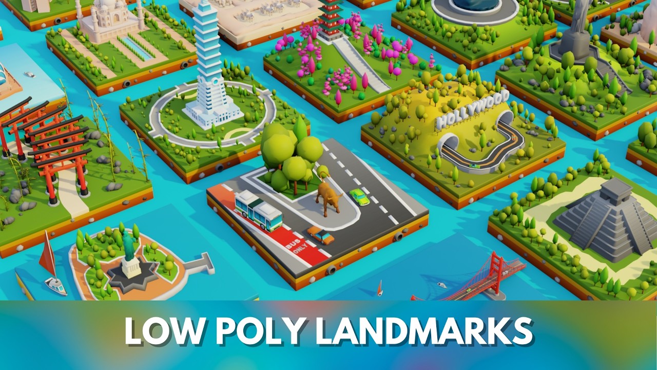 Lowpoly World Landmarks Pack 40 Game Ready Models 3D Model