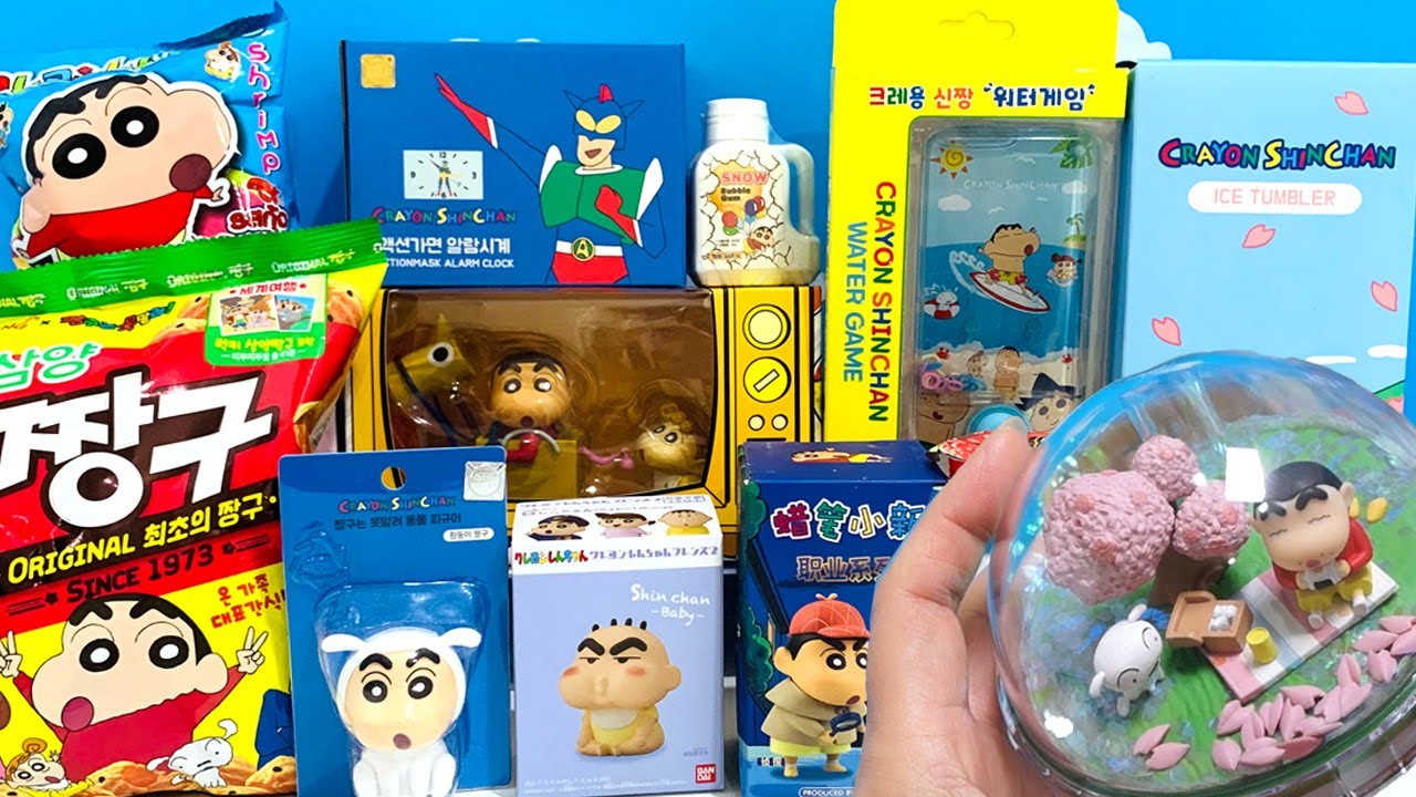 Unboxing Crayon Shin Chan Goods Review with Action Kamen Clock Alam | asmr
