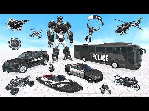 Police Robot Bus Jet Battle of City: Grand Police Robot Game | Android iOS Gameplay