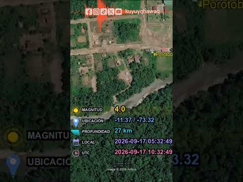 🌍SISMO REPORTADO - IGP🌍 #M4.0 #Sismo #Atalaya #Ucayali #Porotobango #Kitepampani #Pamencharoni